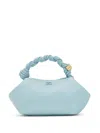 Ganni Ice Blue Handbag With A Braided Handle In Light Blue