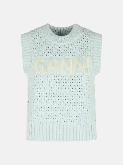 Ganni Light Blue Cotton Blend Vest