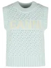 Ganni Light Blue Cotton Blend Vest In Blue