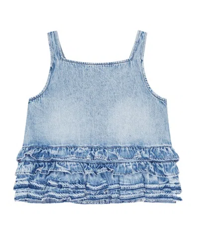 GANNI GANNI RUFFLED SLEEVELESS DENIM TOP