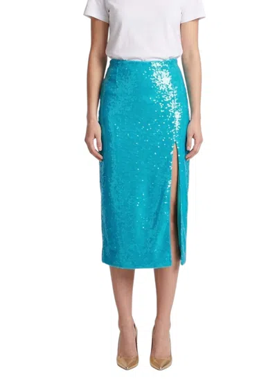Ganni Light Blue Embellished Midi Skirt