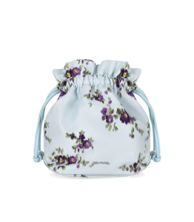 Ganni Light Blue Floral Pouch