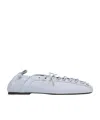 Ganni Light Blue Lace-up Ballerinas In White