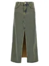 Ganni Maxi Grey Skirts With Slit At The Front In Denim Woman In Light Blue