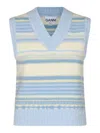 Ganni Wool Vest Knitwear Light Blue In Blue