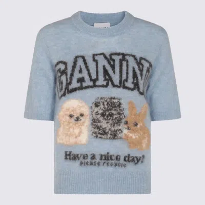 GANNI GANNI LIGHT BLUE WOOL KNITWEAR