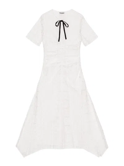 GANNI LIGHT BRODERIE ANGLAISE LONG DRESS