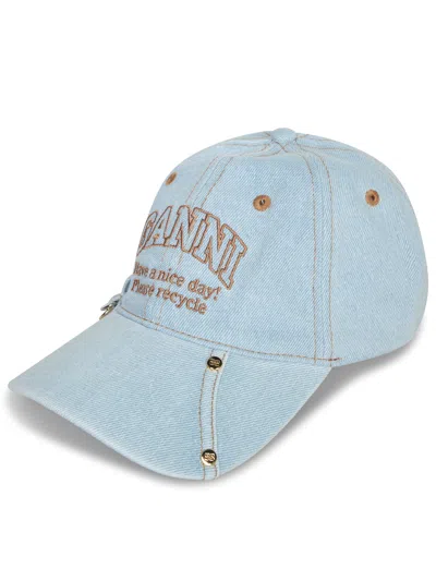 Ganni Light Denim Baseball Cap