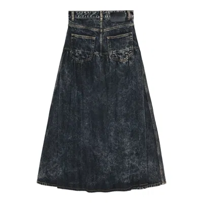 Ganni Light Denim Long Skirt In Black
