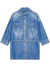 Ganni Jeanshemd Mit Logo-verzierung In Blue