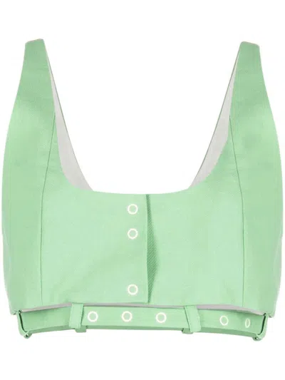 GANNI LIGHT GREEN ORGANIC COTTON TOP