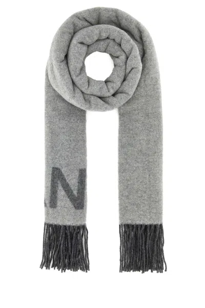 Ganni Light Grey Wool Scarf