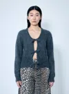 Ganni Tie-string Mohair Blend Cardigan In Grey