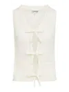 Ganni Mohair Lace-up Knitted Vest In Egret