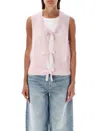 Ganni Bow-embellished Mohair-blend Vest In Lilac Sachet