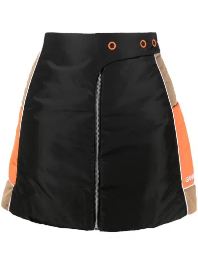 Ganni Light Padded Mini Skirt In Black