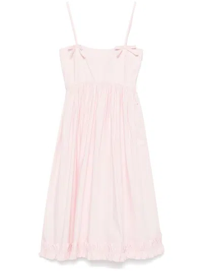 Ganni Light Pink Poplin Strap Midi Dress