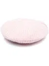 Ganni Logo Wool Ribbed Hat In Light Pink