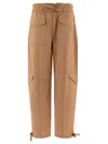 Ganni Light Slub High Waist Pocket Pants In Brown