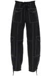Ganni Straight Leg Cargo Pants In Black