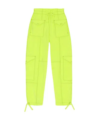 Ganni Light Slub Pocket Trousers In Green