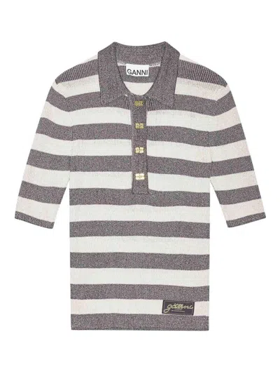 Ganni Light Sparkle Rib Polo