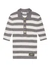 Ganni Light Sparkle Rib Polo In Nude & Neutrals