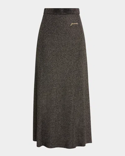 Ganni Light Sparkle Ribbed Maxi Skirt In Multicolour
