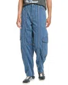 Ganni Light Stripe Denim Cargo Trousers In Blue