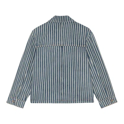 Ganni Light Stripe Denim Jacket In Blue