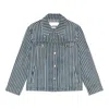 Ganni Light Stripe Denim Jacket In Blue