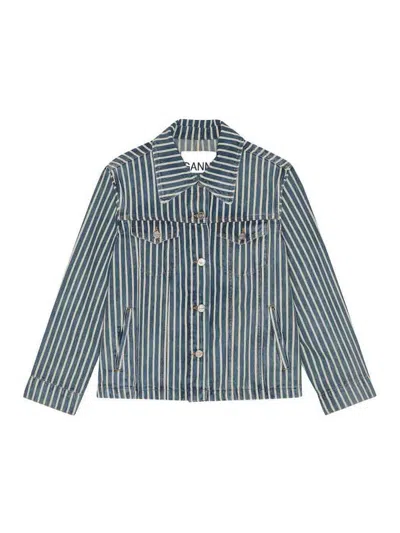 GANNI LIGHT STRIPE DENIM JACKET