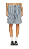Ganni Light Stripe Denim Shorts