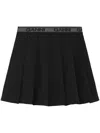 Ganni Light Twill Pleated Mini Skirt In Black In Black