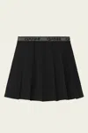 Ganni Light Twill Pleated Mini Skirt In Black