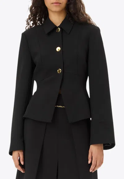Ganni Light Twill Suit Blazer In Black