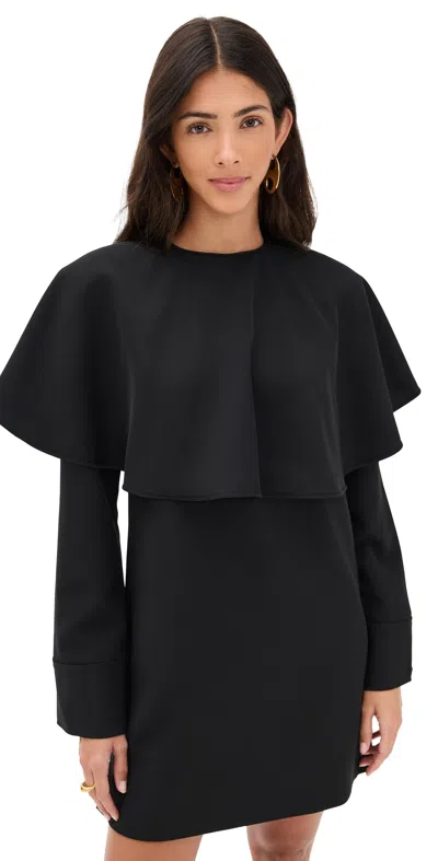 Ganni Light Twill Suiting Circle Collar Mini Dress Black