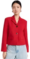 Ganni Light Twill Suiting Fitted Blazer Barbados Cherry In Barbados Cherry