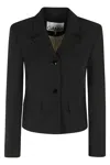 Ganni Fitted Blazer Woman Black In Cotton In Black