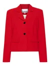 Ganni Light Twill Suiting Fitted Blazer Barbados Cherry In Pink