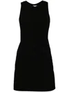 Ganni Sleeveless Twill Dress With Button Front In Black