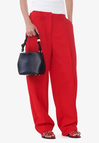 Ganni Light Twill Tailored Pants In Red