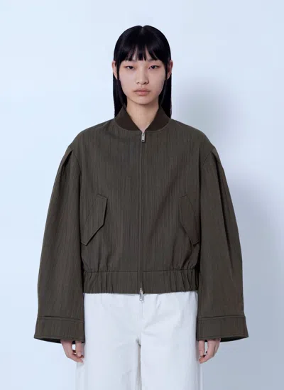 Ganni Light Wool Melange Boxy Jacket In Brown