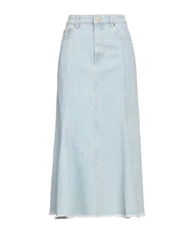 Ganni Light-colored Denim Midi Skirt In Blue