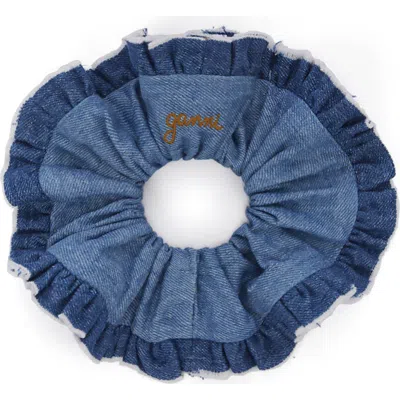 Ganni Lightweight Denim Scrunchie In Blue