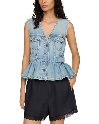 Ganni Lightweight Denim Top In Blue