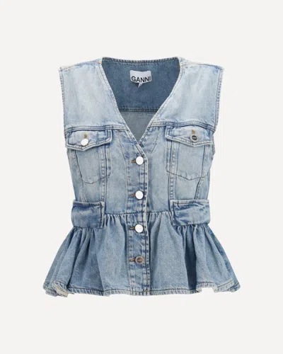 Ganni Lightweight Denim Vest In Blue
