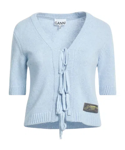 Ganni Lightweight Knit Cardigans In Blue