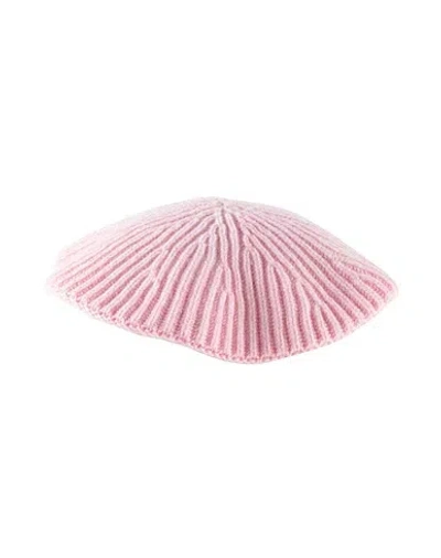 Ganni Lightweight Knitted Beret In Pink