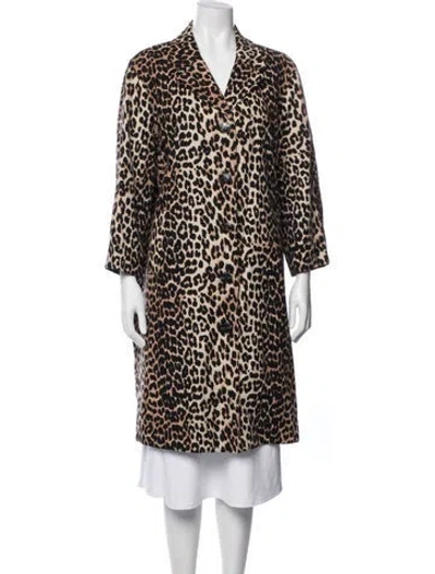 Pre-owned Ganni Linen Animal Print Coat In Neutral